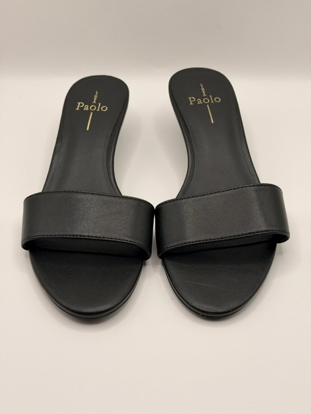 Linea Paolo Women’s Ilia Black Leather Kitten Heel Sandal Sz 8 M - Picture 3 of 10